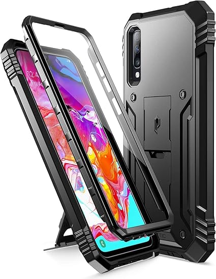 Amazon.com: Poetic Revolution Series Phone Case for Samsung Galaxy A70 Case, Full-Body Rugged Dual-Layer Shockproof Protective Cover with Kickstand and Built-in-Screen Protector, Black: Electronics