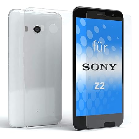 EAZY CASE Silikonhülle & Panzerglas im Set für Sony Xperia Z2 I Displayschutzglas, Panzerglas nur 0,3 mm 9H Härte, Schutzhüll