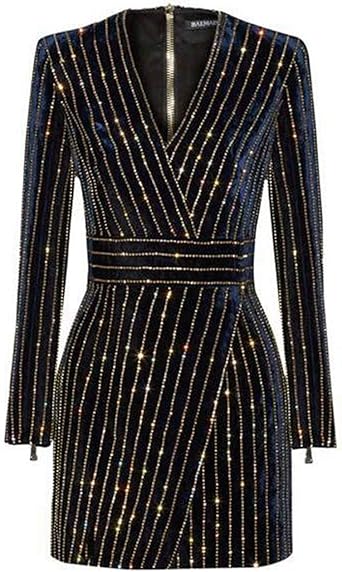 sequin long sleeve wrap dress