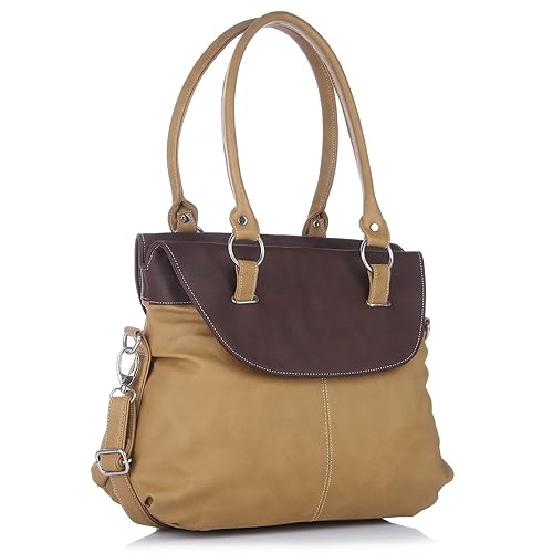 Fostelo Fashion Doubleflap Womens Handbag (Beige)