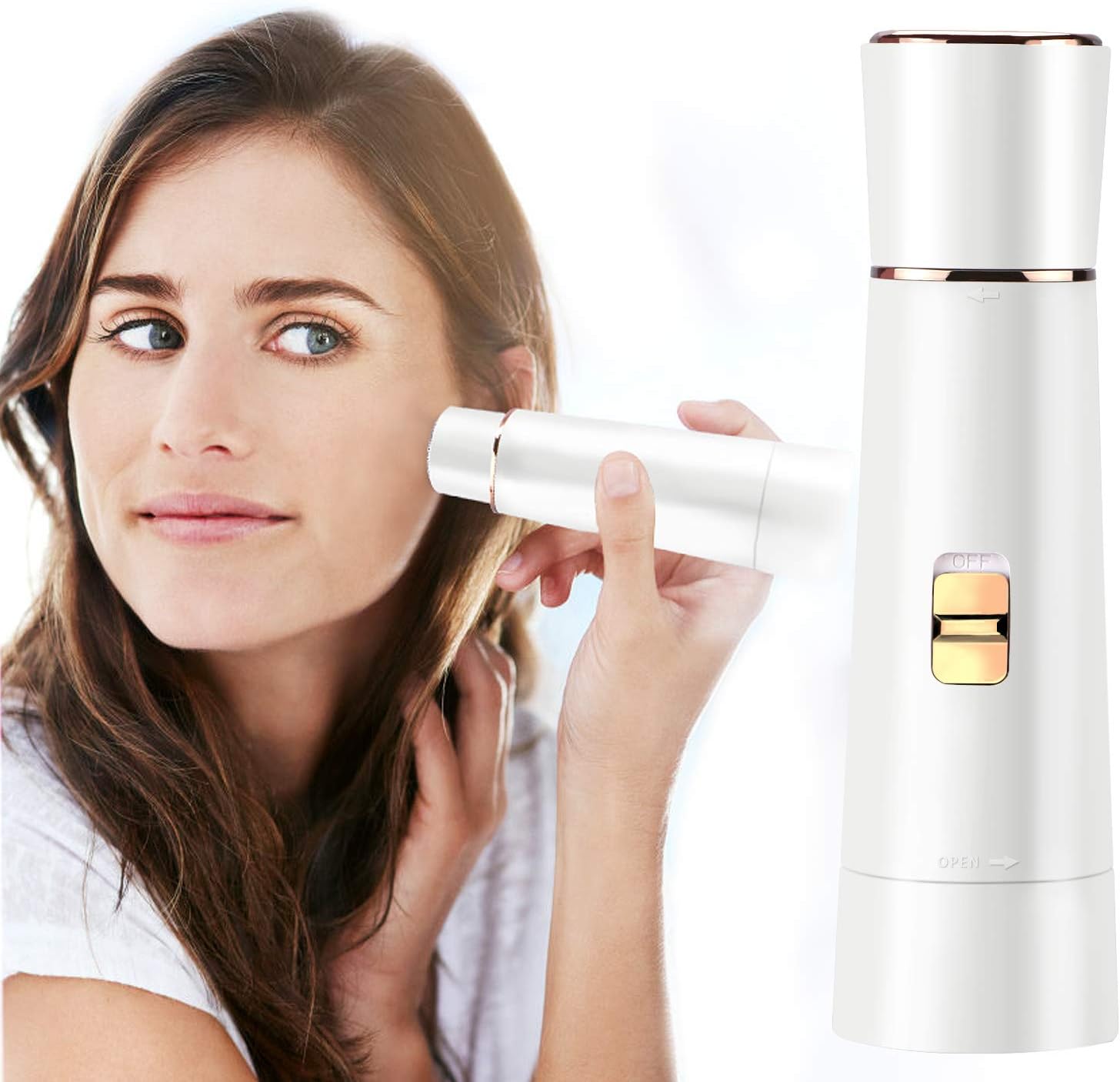 Facial Hair Removal for Women, Vimpro Painless Waterproof Smooth Facial Hair Remover Shaver Razor for Face Upper Lip Chin Cheeks Arm with USB Charging and Brush
