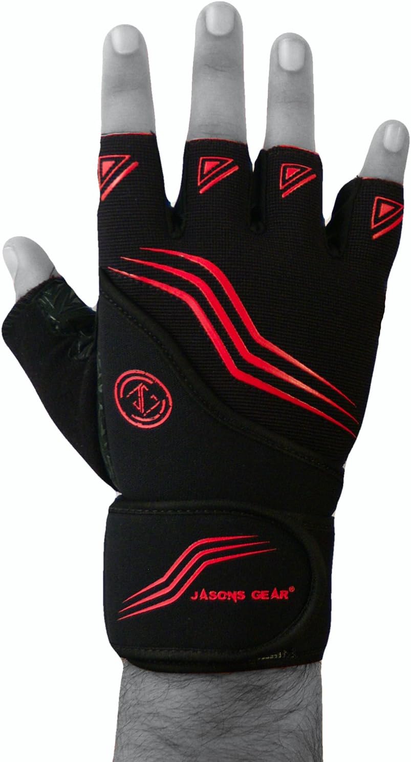 Claw Weight lifting Training Glove For Men by JASONS GEAR with Cool Weave 4 way stretch top hand , 18” Wrist Wrap Support, 3mm Palm Padding , Anti-slip Ultra grip Silicon Palm. Suitable for Weight lifting, Heavy Work outs, Cross Fit, WOD, Gym, and Fitness
