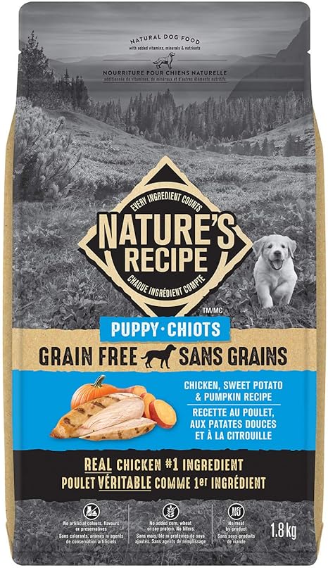 Nature S Recipe Puppy Grain Free Chicken Sweet Potato Pumpkin Recipe Dog Food 1 8kg Amazon Ca Pet Supplies