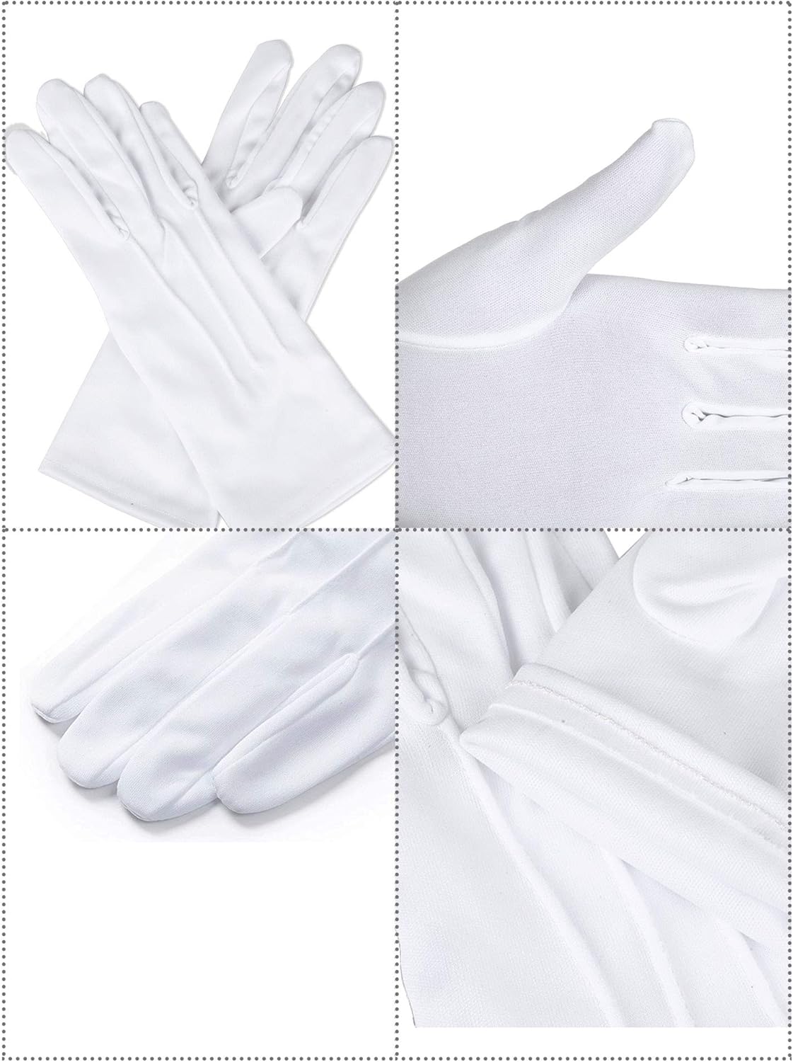 SATINIOR 6 Pairs Nylon Cotton Gloves for Police Formal Tuxedo Guard Parade Costume(White): Clothing