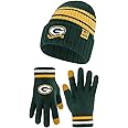 Ultra Game Adults Unisex NFL Official Super Soft Team Stripe Winter Beanie Knit Hat with Extra Warm Touch Screen Gloves