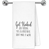 Exqcom Funny Bathroom Hand Towels, Get Naked Just Kidding Humorous Quote Decorative Hand Towels for Half Bath Room Washroom Restroom, 16x24 Inch