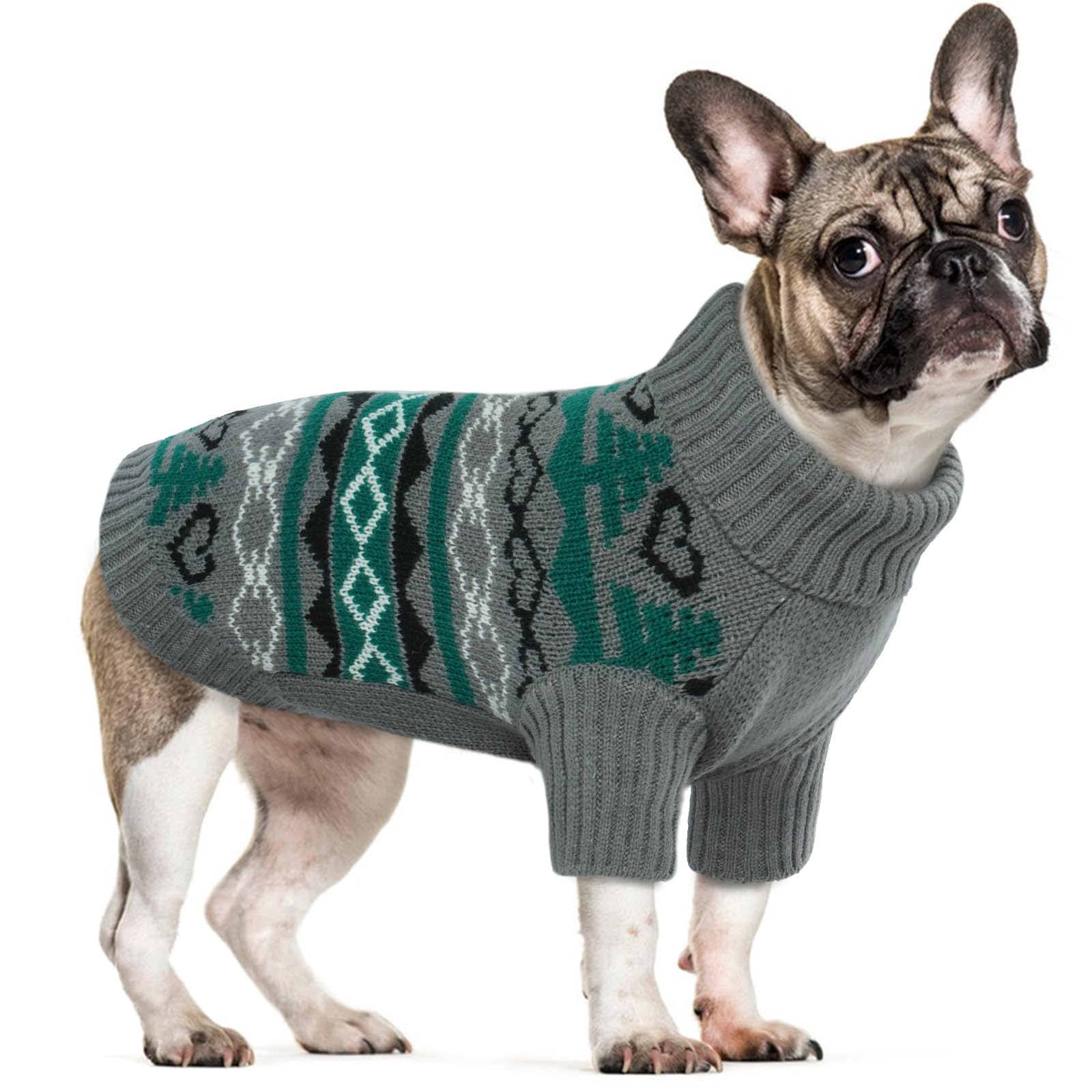 Christmas Dog Jumper, Soft Sweater Warm Doggy Jumper Warm Dog Sweater Winter Apparel French Bulldog Coat Walking(Grey, S)