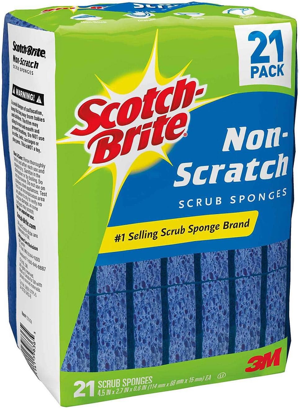 Scotch Brite Blue NonScratch Scrub Sponges 21 Pack 3M Individually