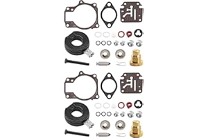 JLM MARINE 2 Pack 396701 Carburetor Rebuild Kit for Johnson Evinrude OMC 18 20 25 28 30 35 40 45 48 50 55 60 65 70 75 HP Outboard Models Carb Kit 398729 18-7042 9-37105