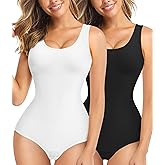 Nebility Womens' Waist Trainer Seamless Round Neck Tummy Control Shapewear Bodysuit