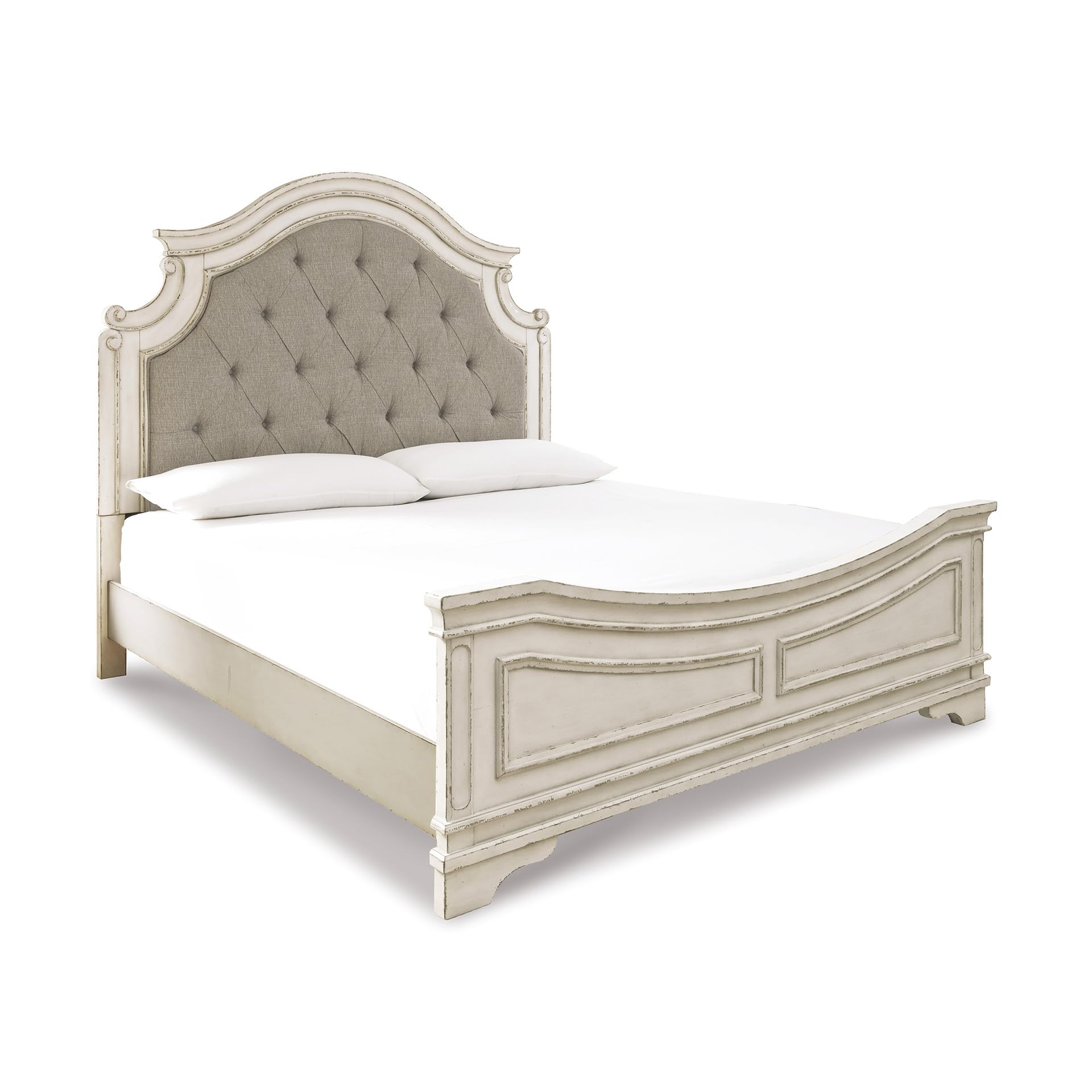 Photo 1 of **PARTS ONLY/SEE NOTESSignature Design by Ashley Realyn Traditional Upholstered Panel Bed with Tufted Design, Foundation or Box Spring Needed, King, Beige