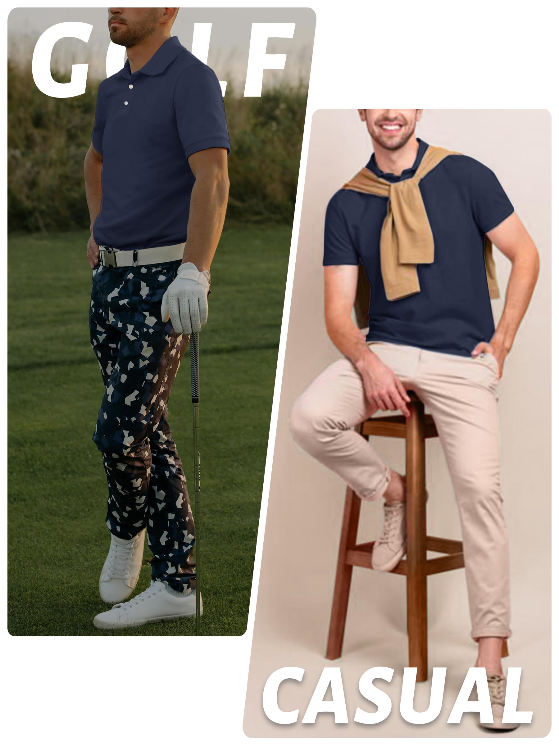 TACVASEN Mens Golf Shirt Dry Fit Mens Polo Shirts Short Sleeve Performance Golf Polos for Men with Collar Work Shirts