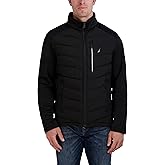 Nautica Men's Mixed Media Softshell Jacket Long Sleeve Quilted Coat