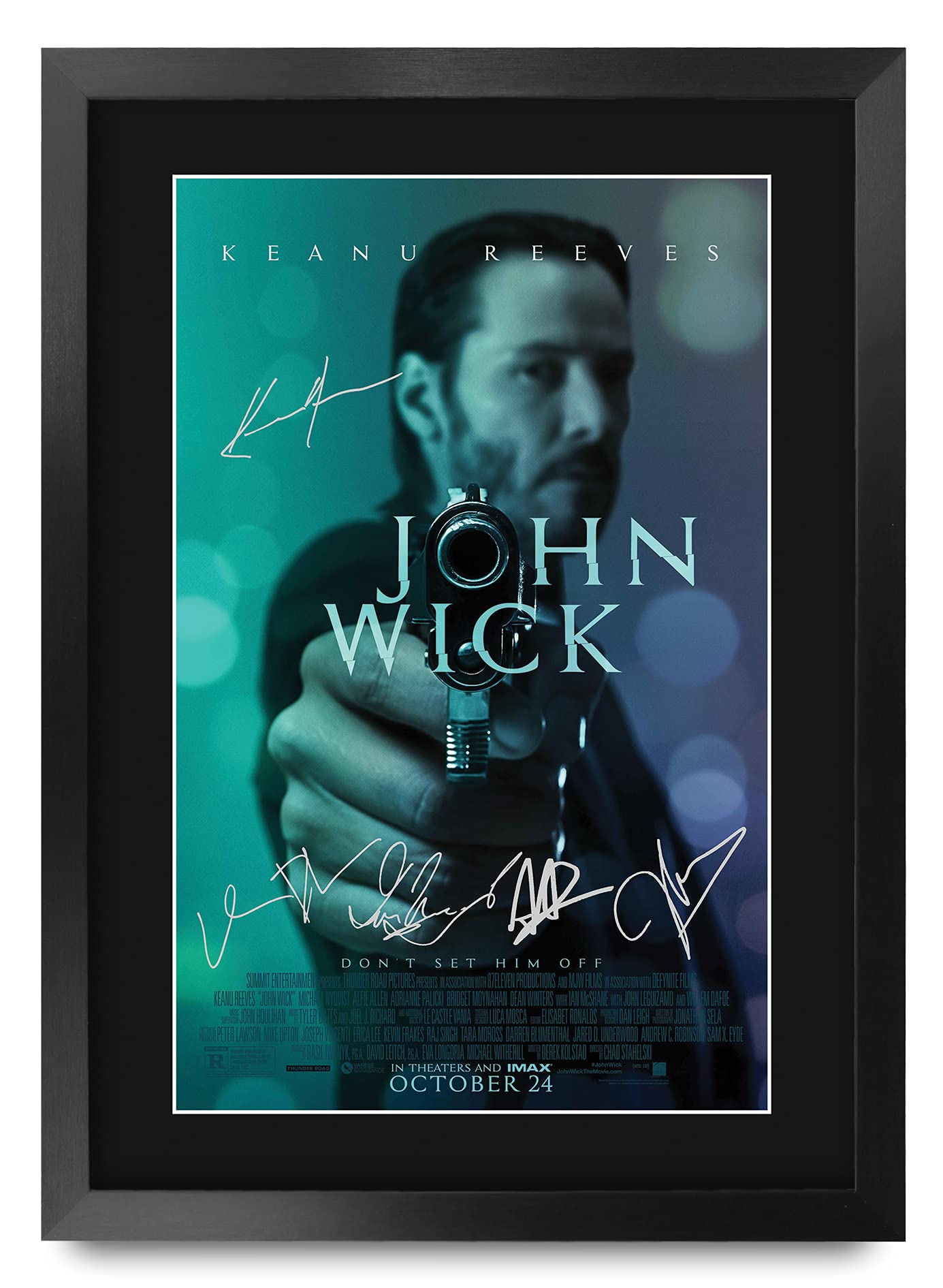 HWC Trading John Wick The Cast Keanu Reeves Ian McShane Gifts Printed Poster Signed Autograph Picture for Movie Memorabilia Fans - A3 Framed