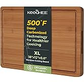 Keechee Extra Large Bamboo Cutting Board for Kitchen - 18 Inch Wood XL Cutting Boards with Juice Groove and Handles, Wooden Chopping Board for Meat, Cheese, Fruit & Vegetables (Pre Oiled, Brown)