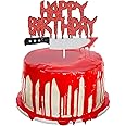 Halloween Horror Birthday Cake Topper Red Glitter Horror Killer Vampire Zombie Cake Topper Have A Killer Birthday Cake Topper for Halloween Zombie Vampire Bloody Birthday Party Cake Supplies