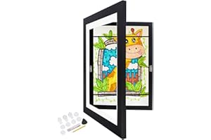 Veelot 1Pack Kids Art Frame, Front Opening Changeable Artwork Frames Great for Drawings Storage Children Projects Schoolwork Crafts A4 Hanging (8.3x11.8 Black)