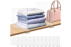 Fineonly Shelf Dividers for Closet Organization Closet Dividers for Shelves, 12PCS Clear Shelf Dividers for Clothes Purse Bag Separators Acrylic Bookshelf for Organization