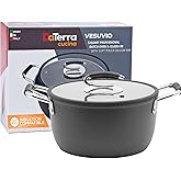 DaTerra Cucina - 5 Qt Nonstick Ceramic Dutch Oven Pot with Lid – Lightweight Nonstick Pot with Dual Handles, Perfect for Soup, Pasta, Sautéing, Searing, Induction & Stovetop Safe - Black