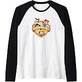 Animaniacs Classic Logo with Warner Siblings Funny Cartoon Raglan Baseball Tee