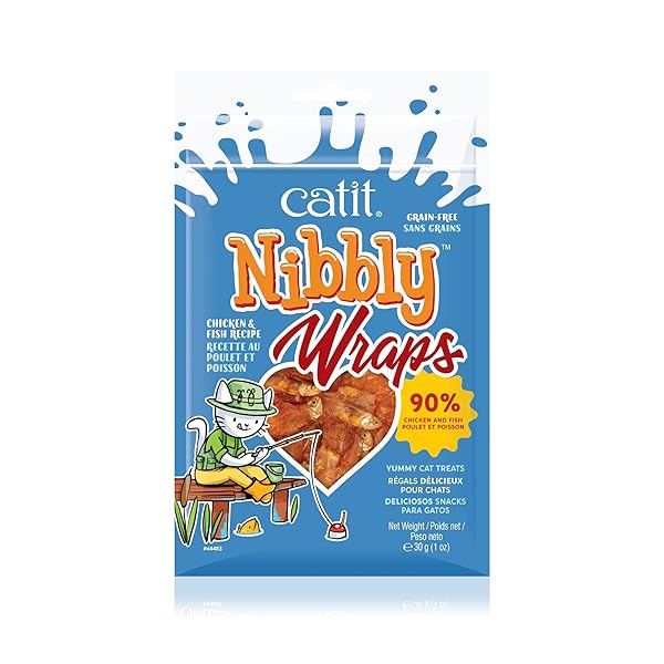 CATIT NIBBLY WRAPS, GRAIN-FREE CAT TREAT, CHICKEN & FISH RECIPE, 1.06 OZ.