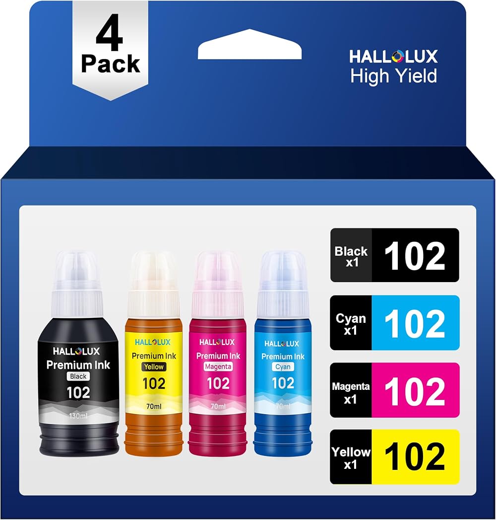 HALLOLUX 102 Ink for Epson EcoTank ET-2700 ET-2750 ET-2756 ET-3700 ET-4750 102