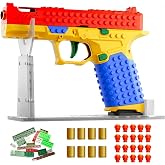 BAZILBAZOS Block 19 Blaster Toy Gun Set with Metal Barrel - DIY Building Block Foam Dart Launcher that Shoots, Soft Bullet Shooting Toy Bricks Set, Birthday Gifts for Boys Teens Adults