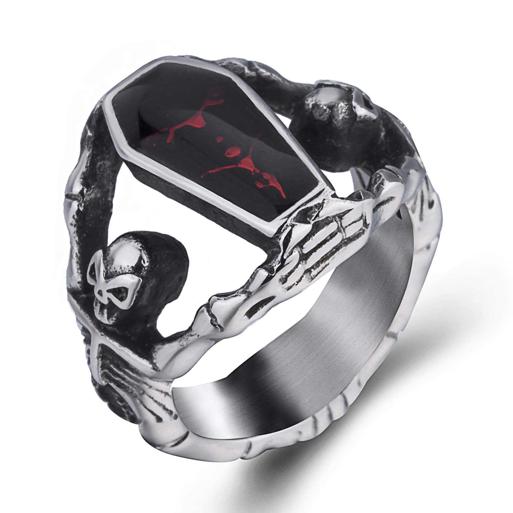 ELFASIO Skull Rings for Men Stainless Steel Gothic