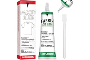 Yeardera Fabric Glue Permanent, Clear Fabric Glue for Clothing Washable, Fabric Adhesive for All Fabrics, Leather, Flannel,Cotton, Clothes, Denim, Polyester, Doll Repair