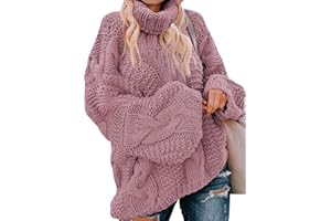 Dokotoo Womens Turtle Neck Sweater Fashion 2025 Loose Casual Cozy Chunky Pullover Tops