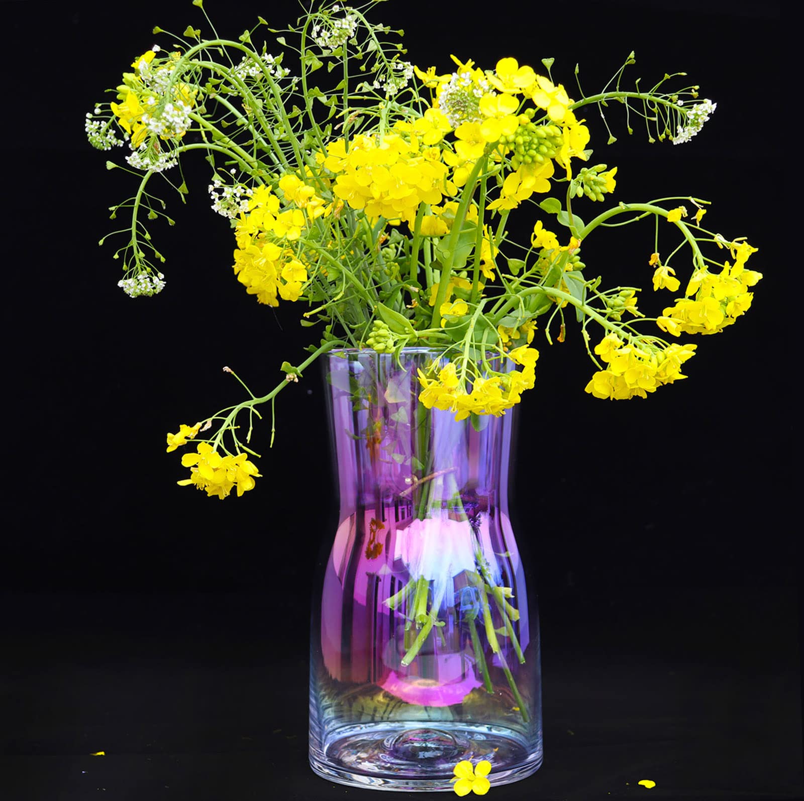 Hey_you Clear Glass Vase, Ins Style Crystal Decorative Vase Flower Plant Container for Home Office Decor, Gift for Wedding Housewarming Party Celebrations