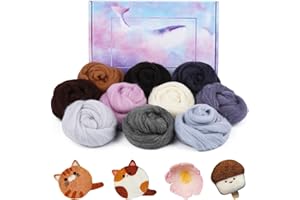 Nitlak 10 Colors Needle Felting Wool, 5.3oz Roving Wool, Felting Wool, Soft Wool Felt, Wool Roving for Needle Felting, Colored Roving Wool for Needle Felting Supplies DIY Craft (Winter)