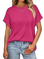 AUTOMET Womens Summer Tops Oversized Short Sleeve