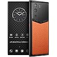 METAVERTU Web 3.0 Calfskin 5G Phone, Unlocked Android Smartphone, Secure Encrypted, Double OS, 64MP Camera, 144Hz AMOLED Curved Display, Dual SIM, Fast Charge (Full Leather, Orange, 12G+512G)