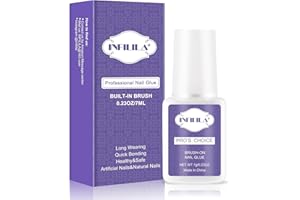 NXJ INFILILA Nail Glue, Professional Brush On Nail Glue, Nail Glue for Acylic Nails, Nail Glue for Press On Nails Fasle Nails Fake Nails Tips Glue Adhesive Long Lasting 7ML/0.23OZ