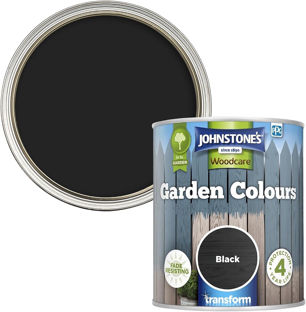 Johnstone's Garden Colours Fence Paint Black Exterior Wood 1 L Weathershield
