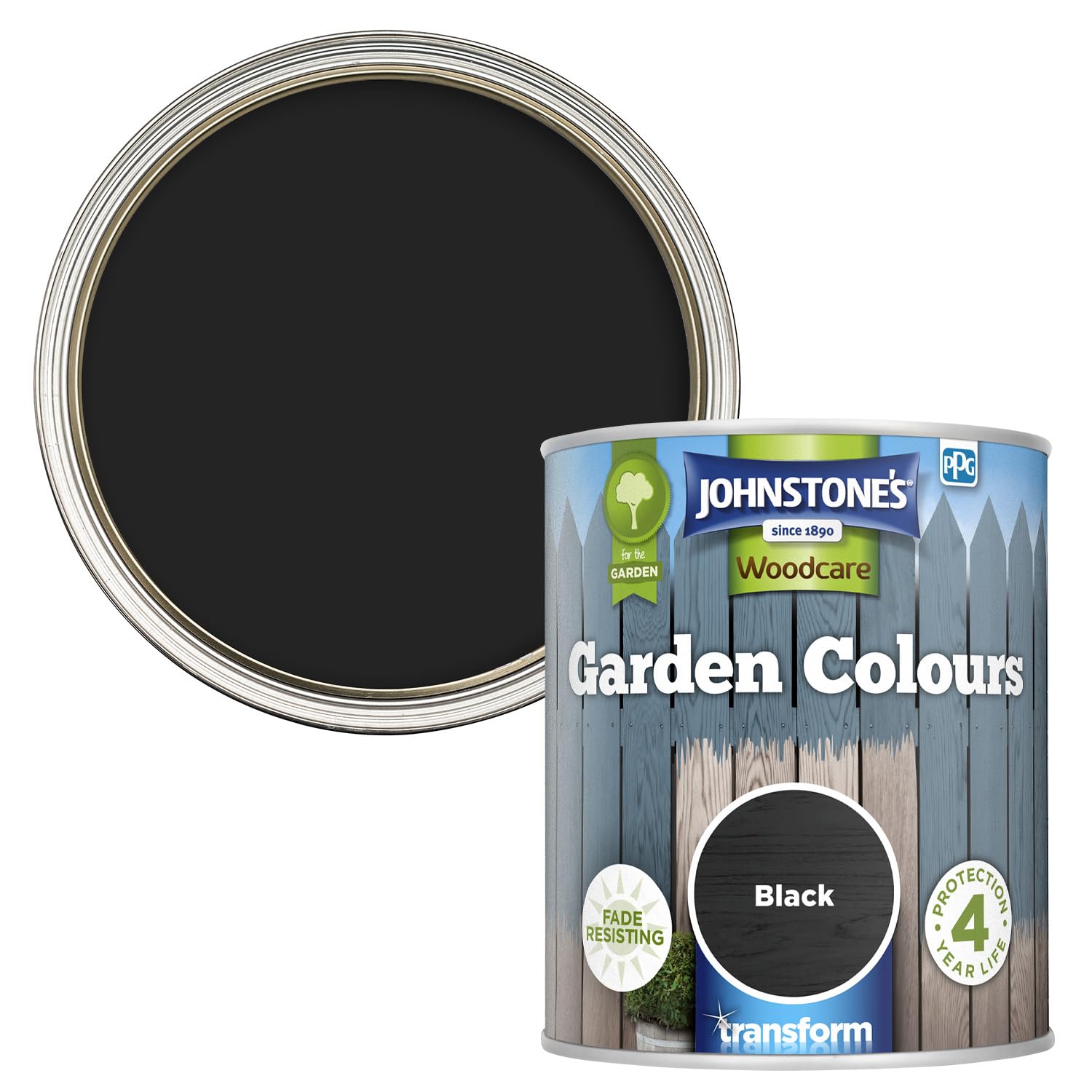 Johnstone's - Garden Colours Fence Paint - Black | Exterior Wood Paint for Shed, Outdoor Furniture | Weathershield, Fade Resistant, Quick Drying | 12m2 Coverage per Litre | 1 L