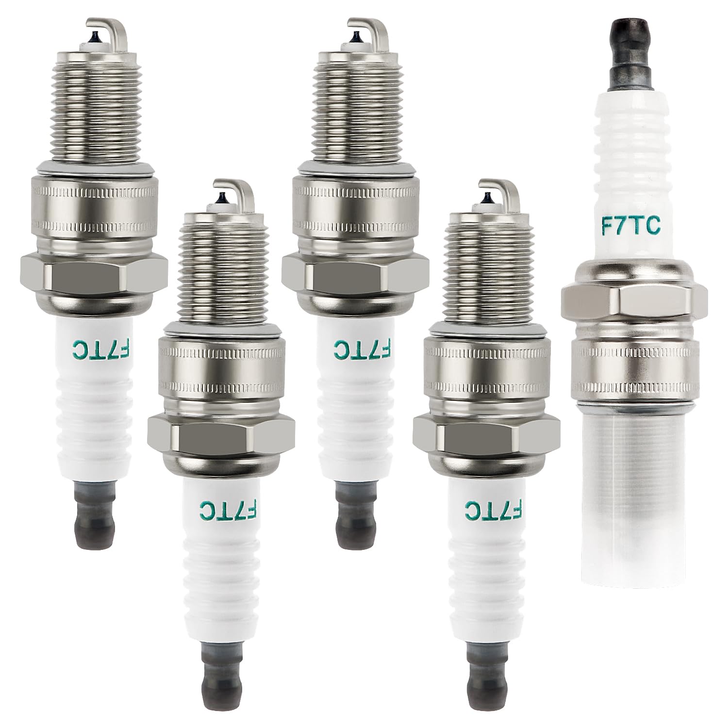 VooGenzek 5 PCS Spark Plug F7TC, Lawnmower Spark Plug, F6TC / F7TC Spark Plug Replacement, for GX120 GX200 GX240 Go Kart Mini Bike Tillage Polishing Machine 168F