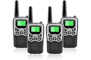 Walkie Talkies with 22 FRS Channels, MOICO Walkie Talkies for Adults with LED Flashlight VOX Scan LCD Display, Long Range Family, Radios for Hiking Camping Trip (Silver, 4 Pack)