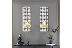 sxnzequnze 5.9 * 16.5 Inch Rhinestone Candle Sconces Sparkling Crystal Bling Diamonds Metal Wall Candle Holder for Living Room Bedroom Home Decor Party Wedding Wall Decoration Set of 2 Gold