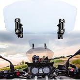 KEMIMOTO Motorcycle Windshield Aluminum Metal Heightened Spoiler Clip | Upgraded, Universal Adjustable Extension Clips, Adjustable Angle, Windshield Extension Dark Tint