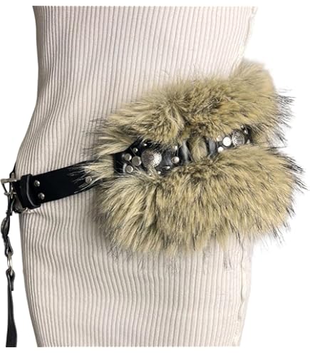 GJHFCXSO Women Aesthetic Y2K Faux Fur Waist Belt Vintage  display picture 3