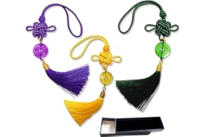 Ori Yuan Tassels, Feng Shui Coin, Crystal Coin with Chinese Knot String, Combining Traditional Chinese Knot with Modern Crystal Energy ， Wealth, Good Luck, and Success.(3PCS)