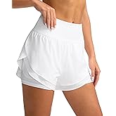 SANTINY Women's 2 in 1 Running Shorts with Pockets 3" High Waisted Exercise Workout Athletic Shorts for Women with Liner