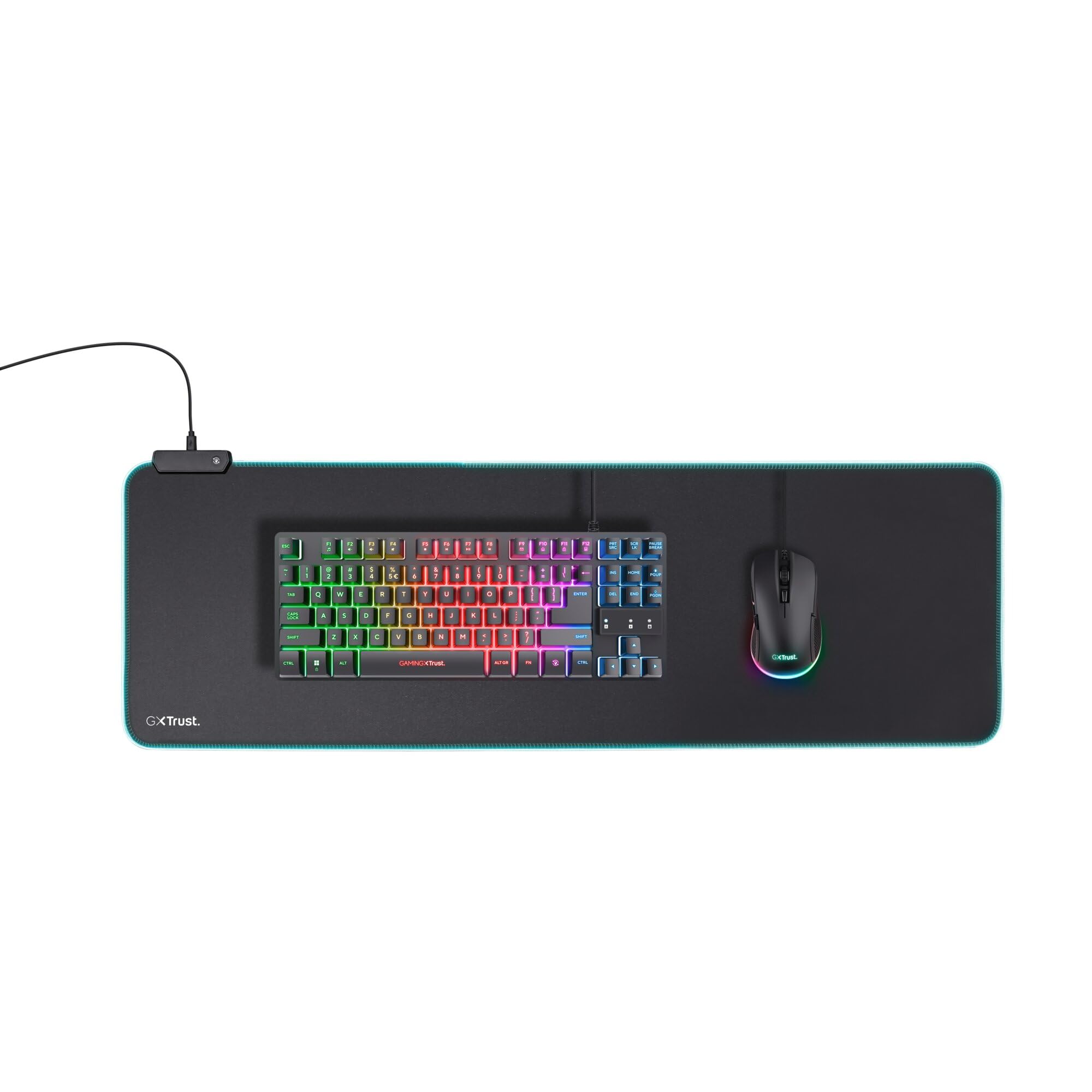 Trust Gaming GXT 764 Glide-Flex RGB Mauspad XXL, 930x300 mm, Gaming Mousepad mit LED Beleuchtung, rutschfeste Gummiunterseite, Große Schreibtischunterlage, USB-betrieben, Desk Mat - Schwarz 7
