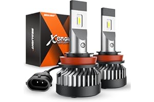 SEALIGHT H11 LED Fog Light Bulbs, 600% Brightness 6500K Cool White H11 H8 H16 LED Fog Lights, 20000RPM Turbo Fan, 1:1 Size, Fog Lights for Trucks Cars, Plug-N-Play, Pack of 2, Exterior Lighting