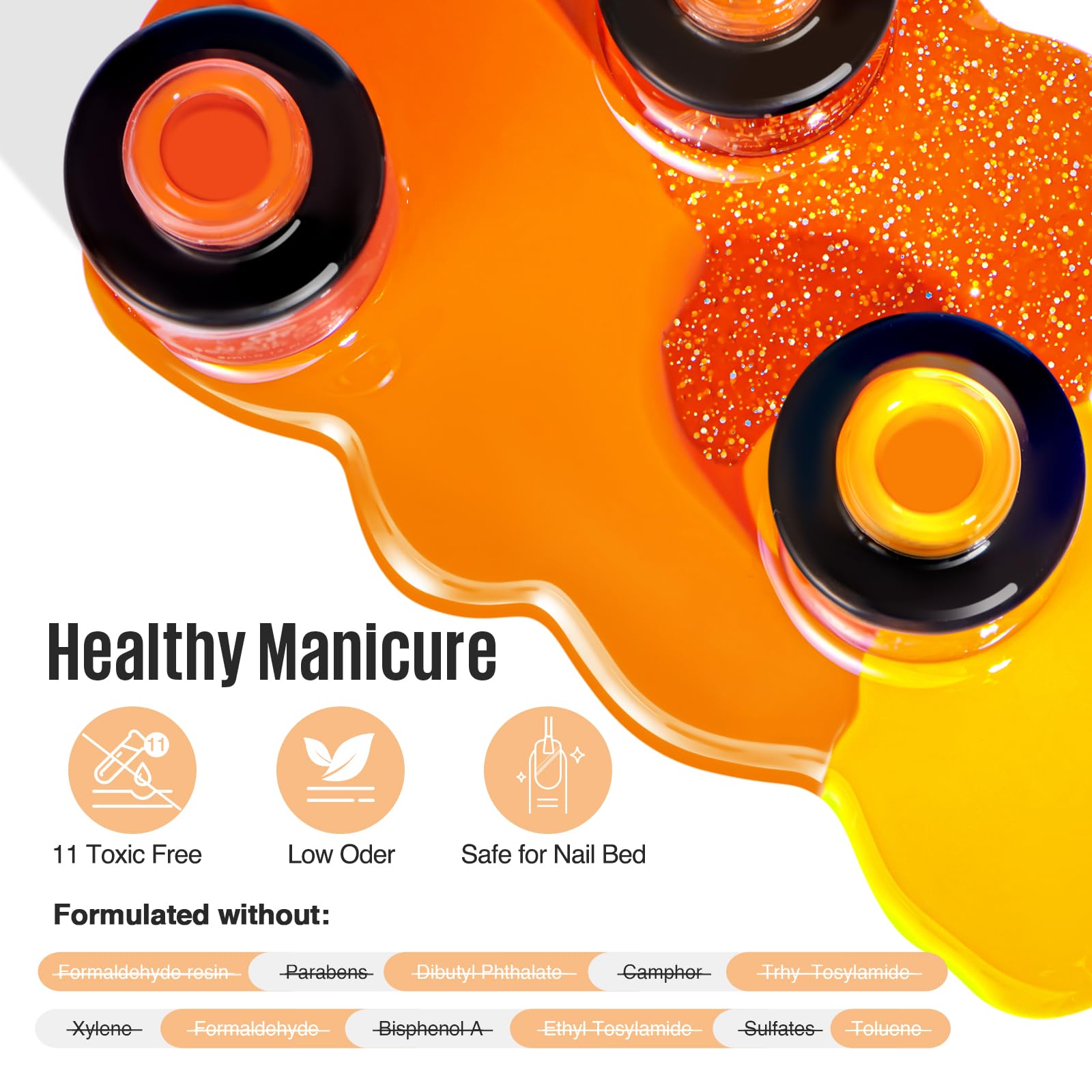 MEFA Gel Nail Polish Set, 23 Colors Brown Orange Nail Polish Set Gold Glitter Yellow Nail Polish Soak Off Red Shimmer Gel Nail Gifts for Women Girl DIY Salon Home Manicure - Image 7