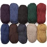 Knit Picks Wool of the Andes Assorted 100% Wool Yarn Pack for Knitting | 10 skeins (500g total) of soft worsted weight crocheting yarn in Home D&eacute;cor color, good for felting.