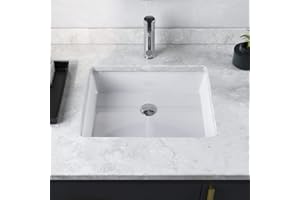 DEER VALLEY DeerValley Rectangular Undermount Bathroom Sink,19.72"x15.59"x6.54" Modern Vessel Sink White Undermount Bathroom Sink Rectrangle Porcelain Ceramic Lavatory Vanity Vessel Sink with Overflow