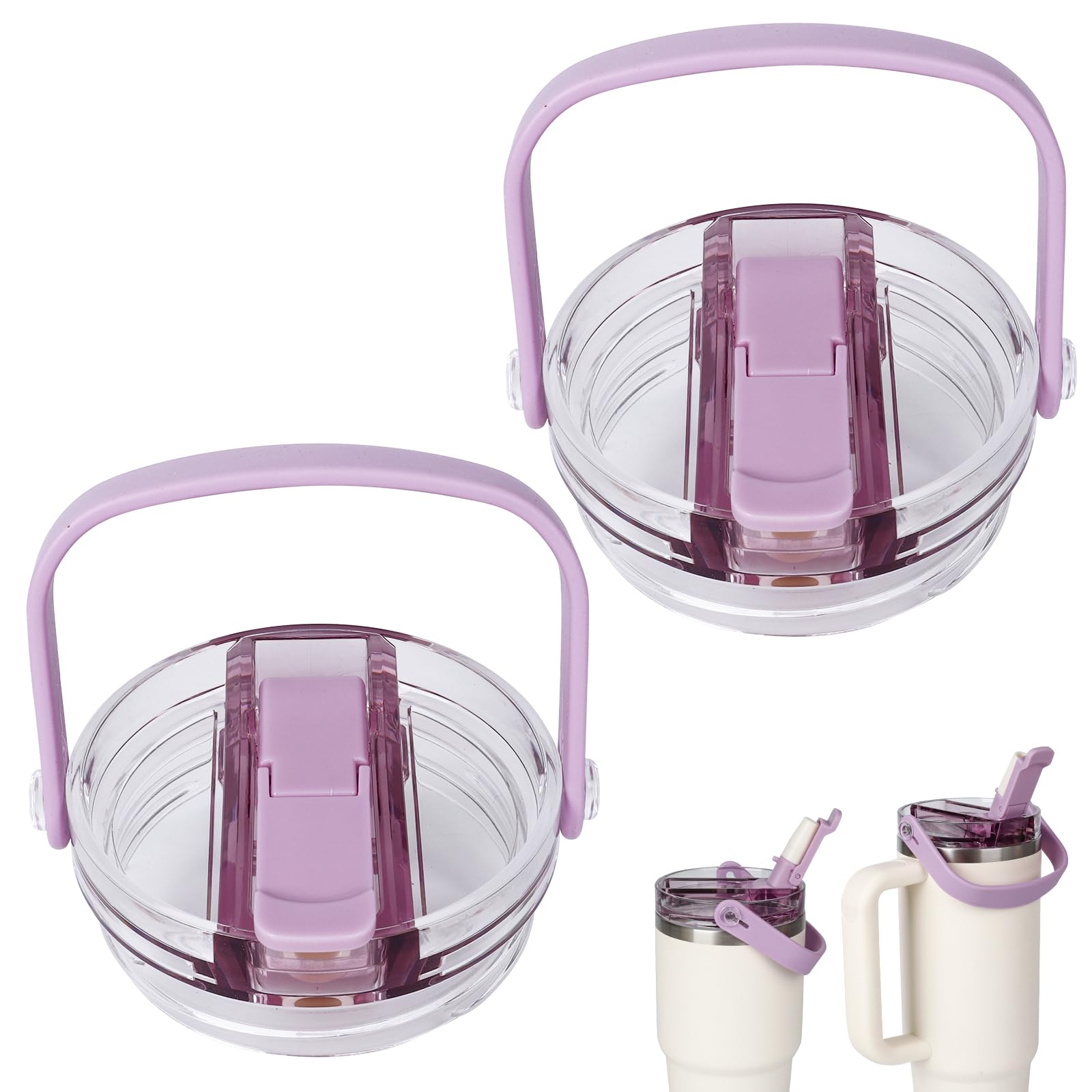 Photo 1 of ***ONLY 1***
30oz and 20oz Flip Straw Lid for Stanley Quencher, Leak Proof Top Replacement with Detachable Handle for Stanley Quencher H2.0 and ProTour, BPA-Free No Spill Reusable Lids for 30oz&20oz, Purple*2